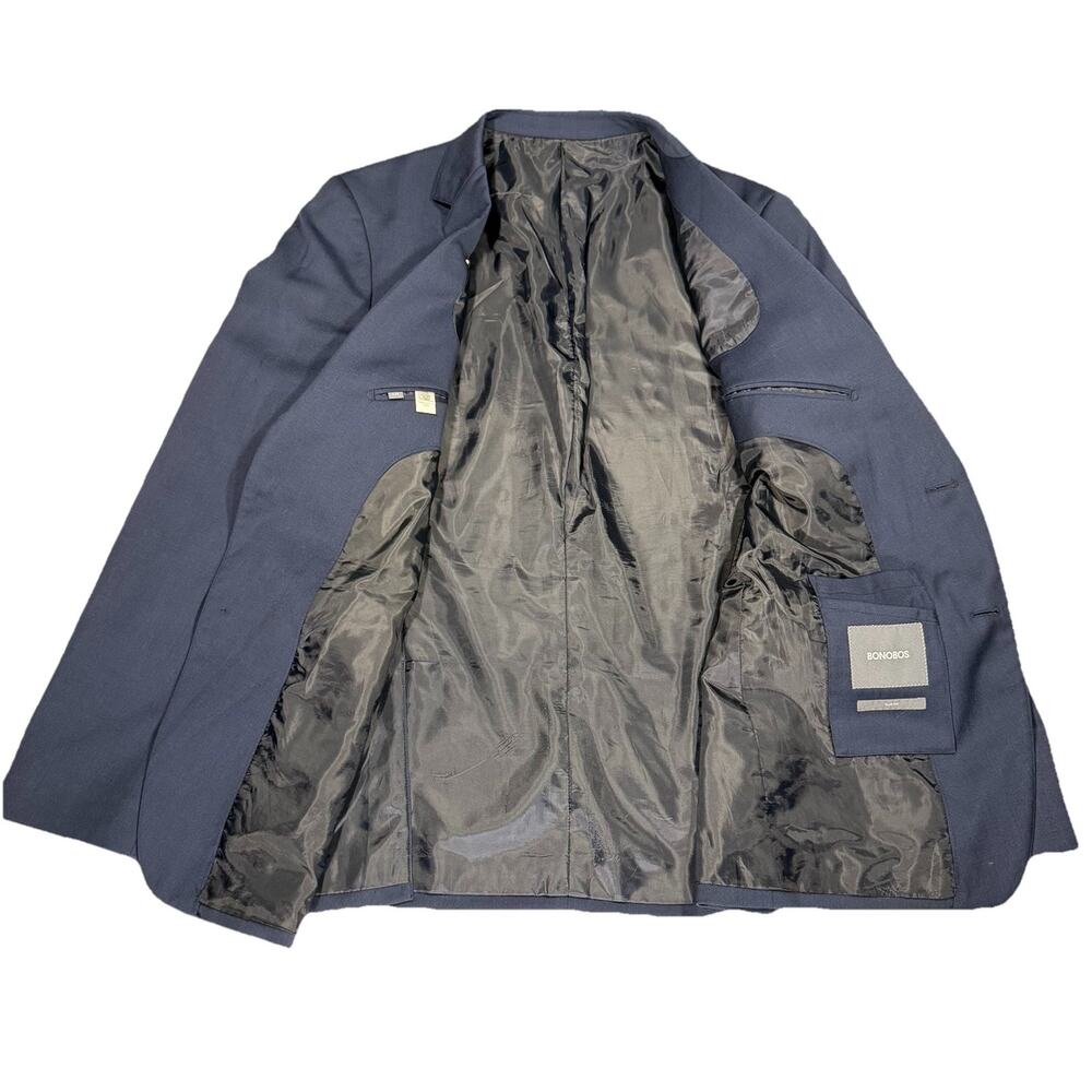 Bonobos Slim Fit Navy Wool Stretch Blazer Sport Coat 2 Button Jacket 42R Men's - Picture 2 of 10